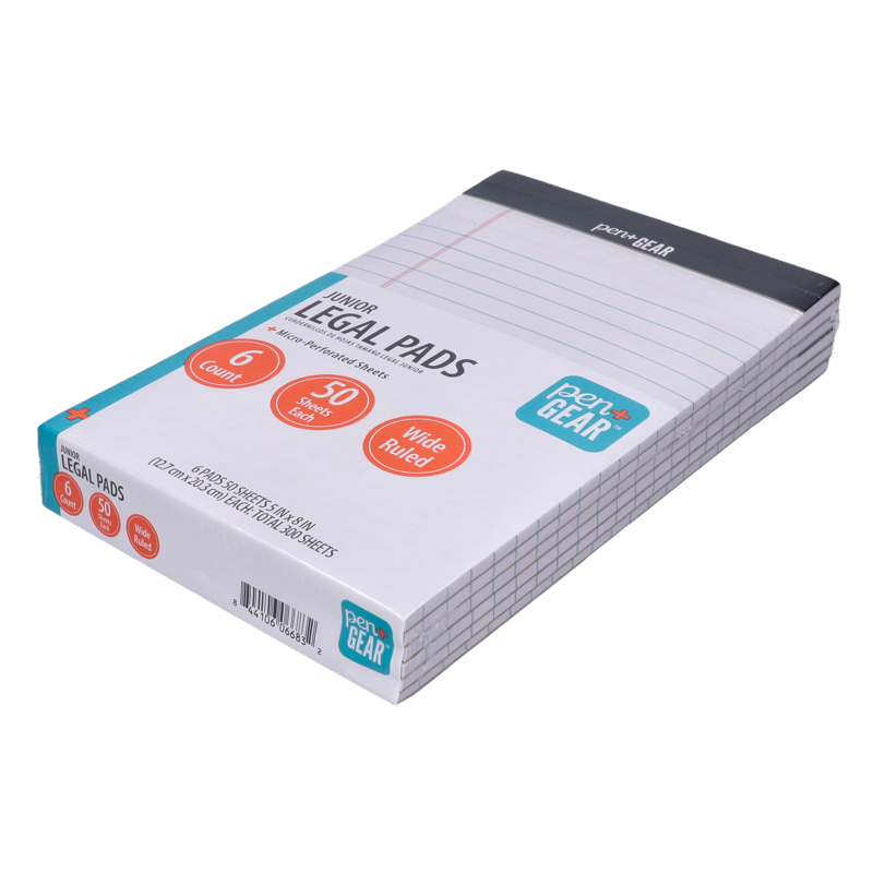 Junior Legal Pads 6 Pack 5x8 White Wide Ruled Paper Office Supplies