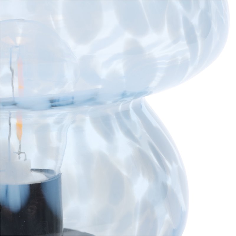 Battery-Powered Blue Tortoise Glass Mushroom Table Lamp - Modern Decor