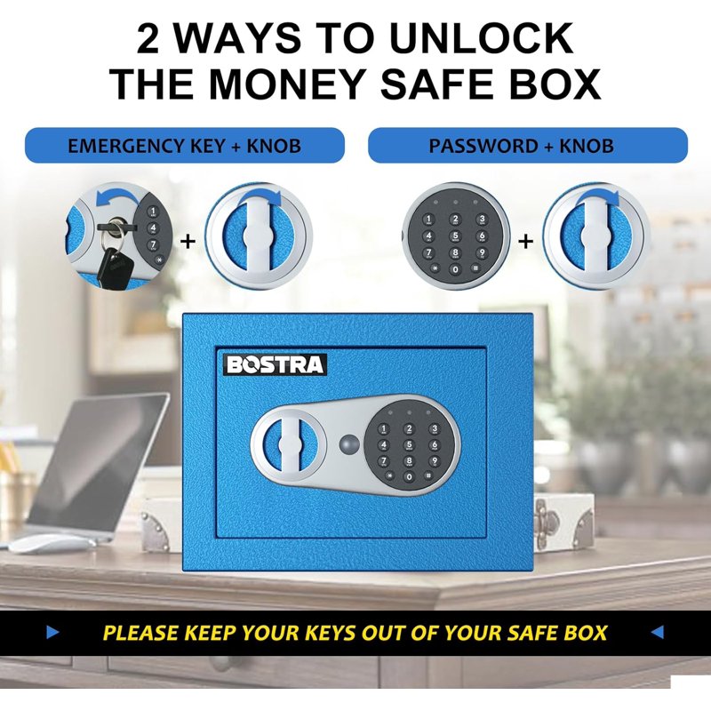 Digital Security Safe with Sensor Light & Fireproof Bag - 0.23 Cu Ft