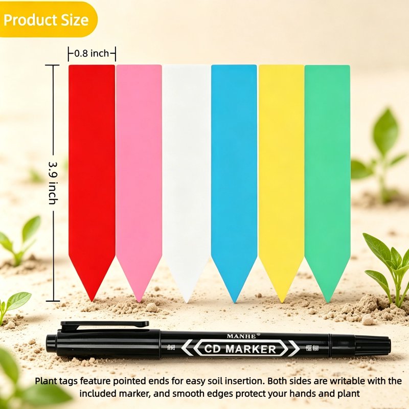 200Pcs Waterproof Plastic Plant Labels with Marker Set for Garden & Seedlings