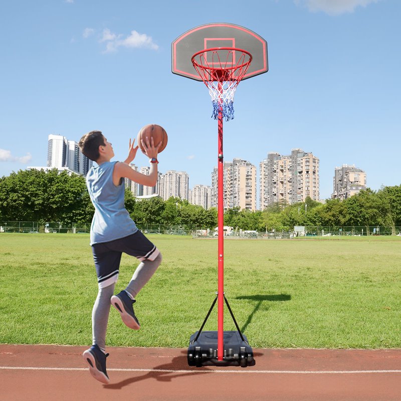 Adjustable Portable Basketball Hoop System with Wheels for Indoor Outdoor Kids & Teens