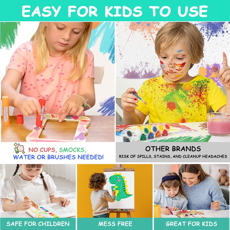 Washable Crayon Sticks Set - Vibrant Art Supplies for Kids & Beginners