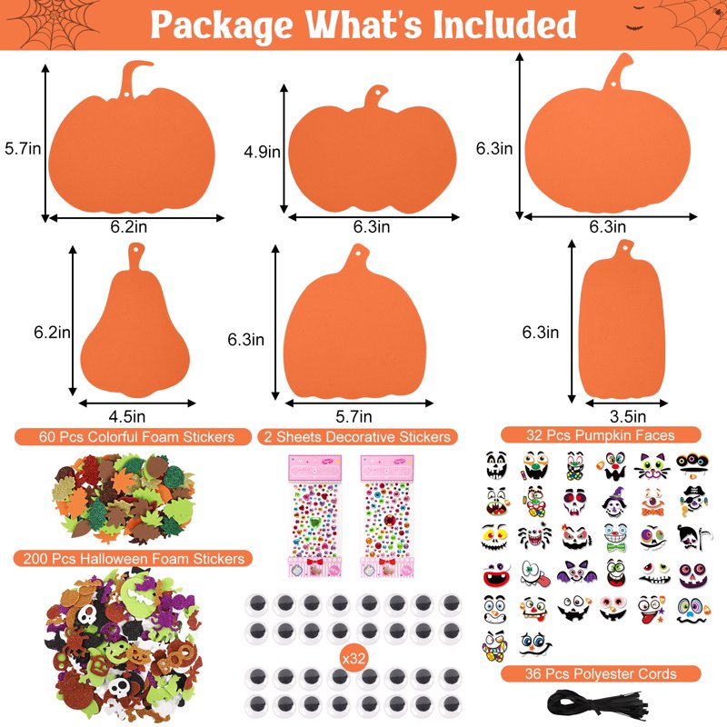 Halloween Foam Pumpkin Craft Kit for Kids - 36 Sets DIY Decorations & Ornaments