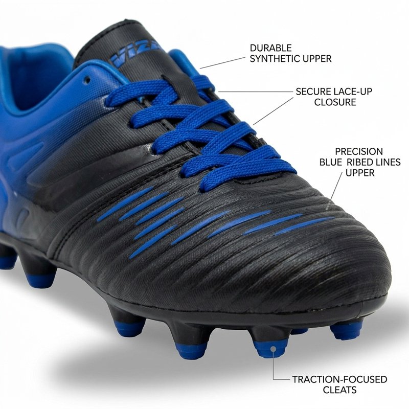 Vizari Liga Firm Ground Kids Soccer Cleats - Blue, 10.5