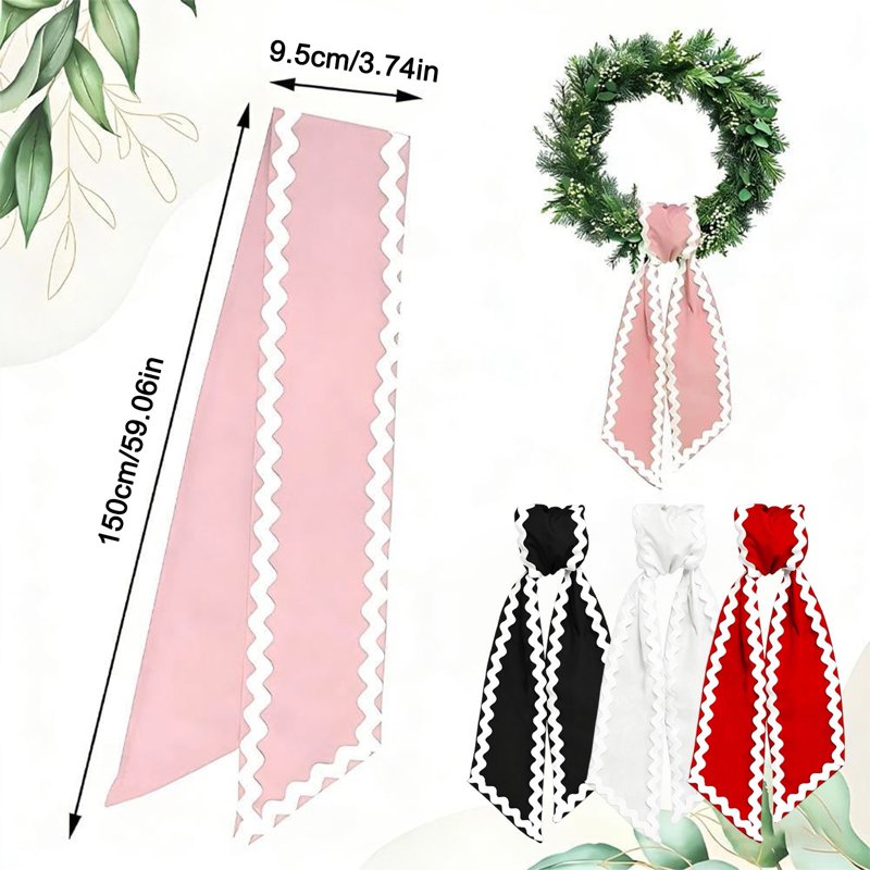Decorative Satin & Cotton Wreath Sash for Front Door, Wedding & Holiday Decor