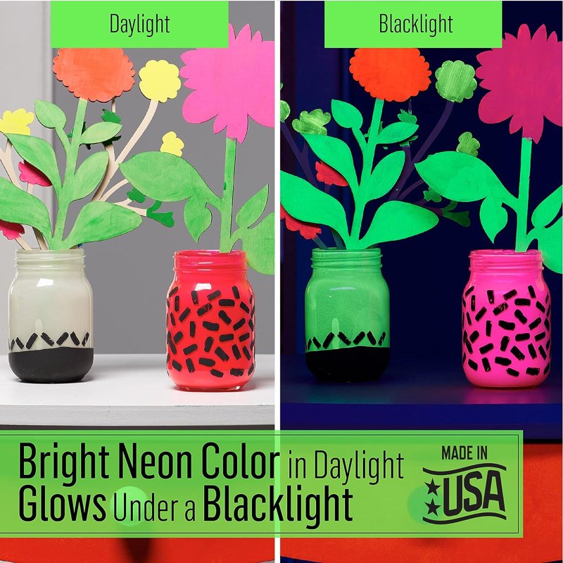 Neon Multi-Surface Acrylic Craft Paint Set - Vibrant Glow, 4 Pack