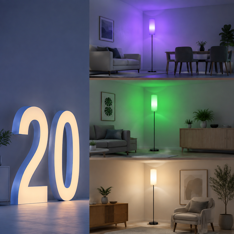 Smart Adjustable Color Temperature Floor Lamps 2 Pack - Modern Living Room & Bedroom Lighting