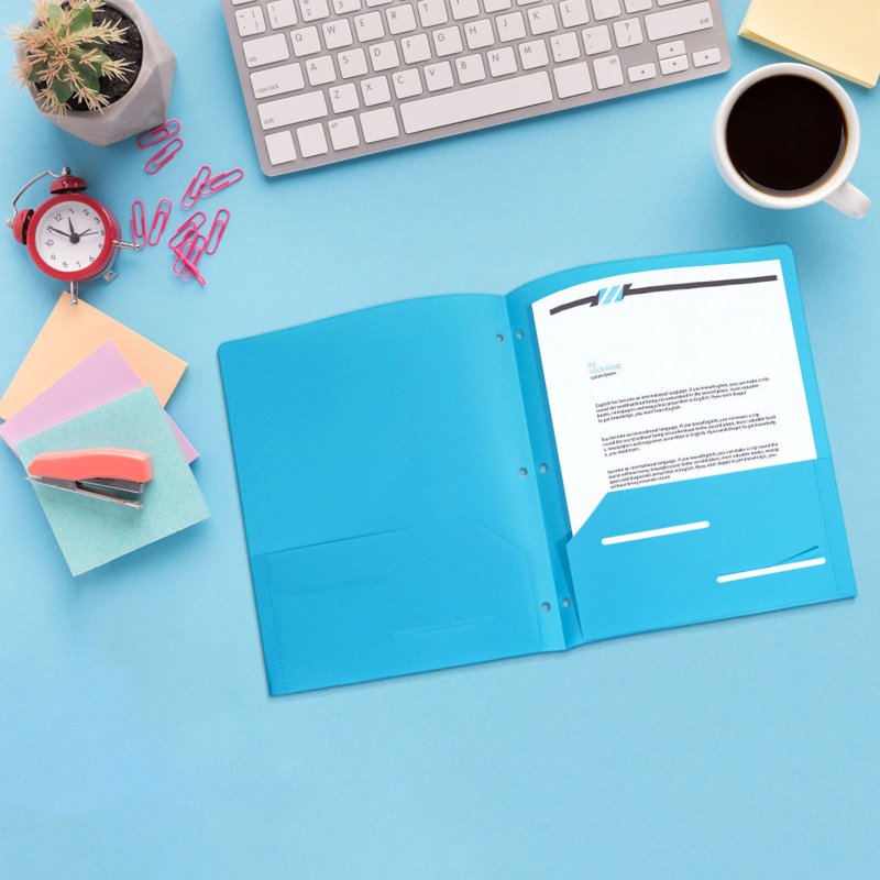 Heavy Duty Plastic Folder with Pockets - Letter Size File Organizer for Office & School