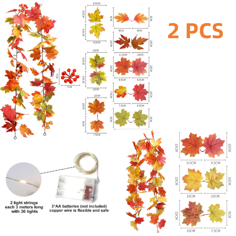 Maple Leaf Fall String Lights Set - Waterproof LED Garland for Indoor Outdoor Decor