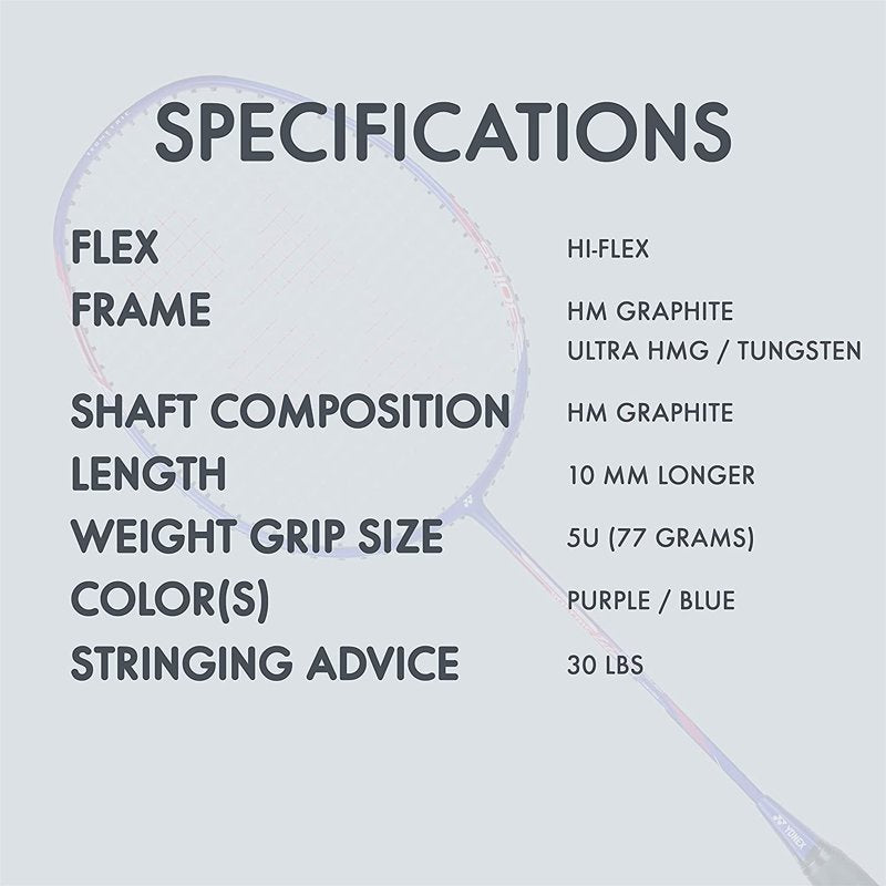Yonex Graphite Badminton Racket with Built-In T-Joint - Intermediate Level