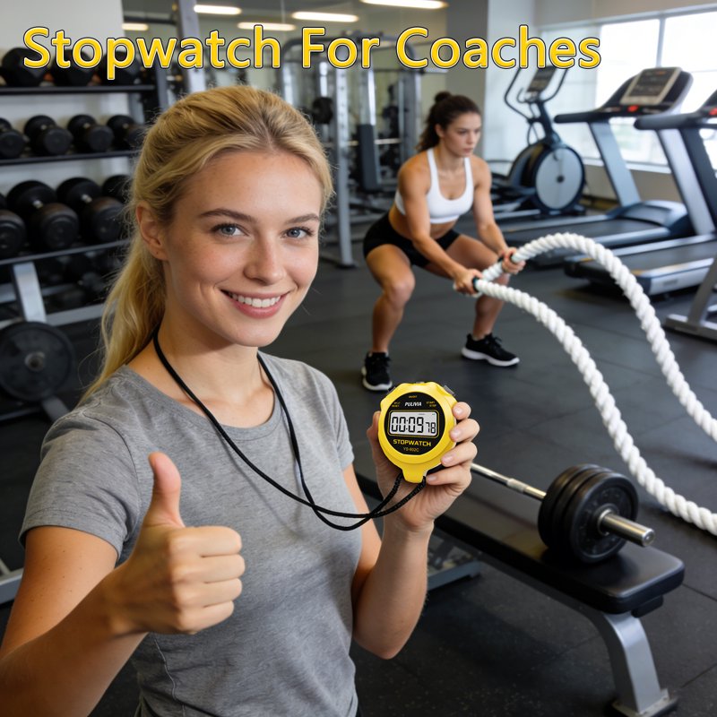 Digital Sport Stopwatch Timer - Large Display, Lap & Split Timing, Silent Operation