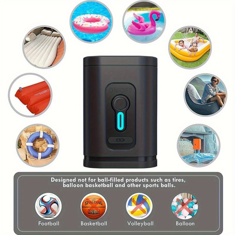 Portable Electric Air Pump for Inflatables with 5 Nozzles Rechargeable USB Inflator