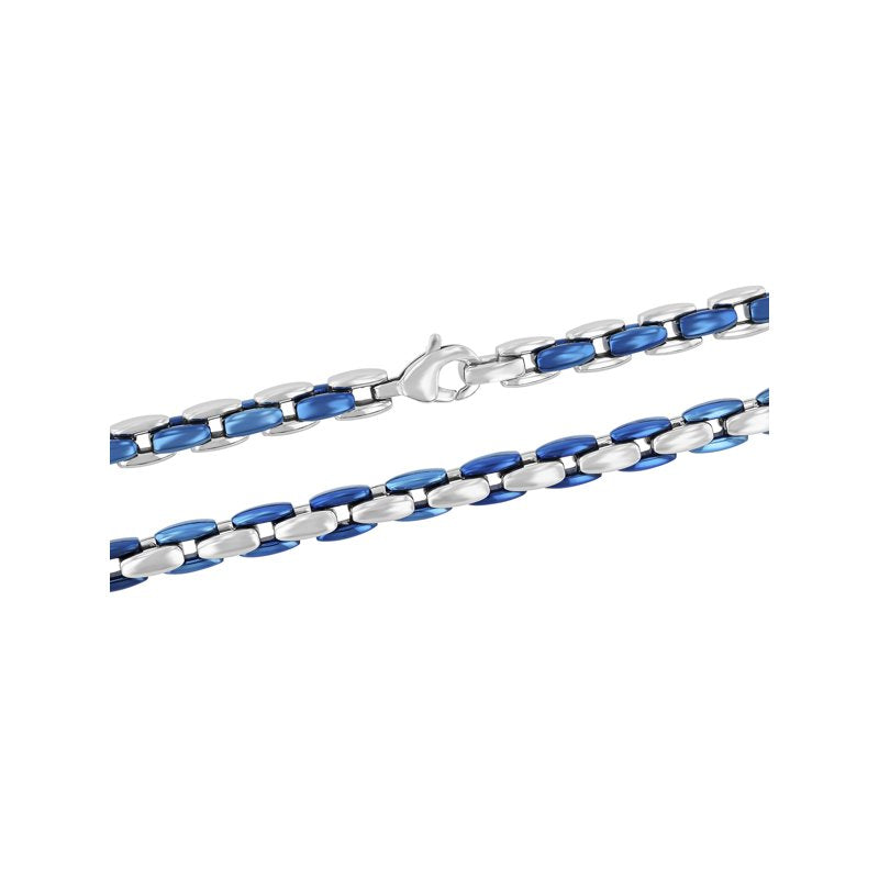 Men's Two-Tone Stainless Steel H-Link Chain Necklace 24 Inches - Modern Jewelry