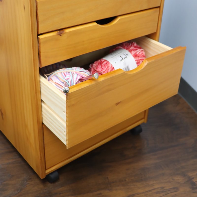 Solid Wood Storage Cart with 6+2 Drawers - Mobile Utility & Craft Organizer