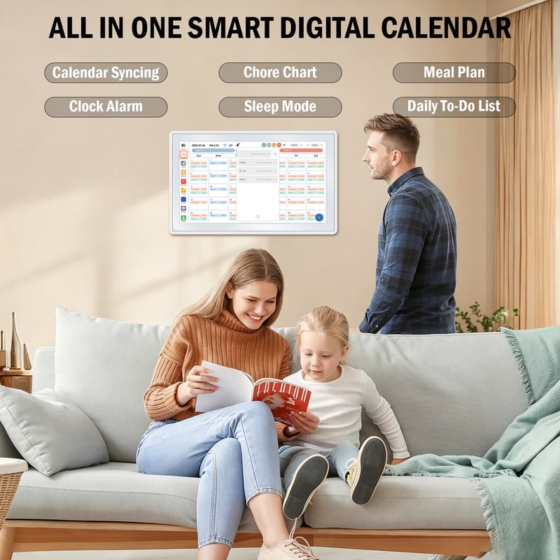 15.6-Inch Digital Wall Calendar with Touchscreen Family Organizer