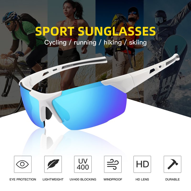 Sport Sunglasses UV400 Wrap Around Cycling Running Baseball Sun Glasses