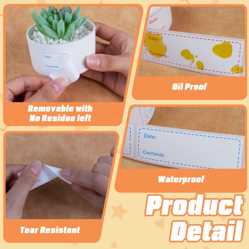 Food Labels 1200pcs Self-Adhesive Removable Freezer Labels for Food Storage