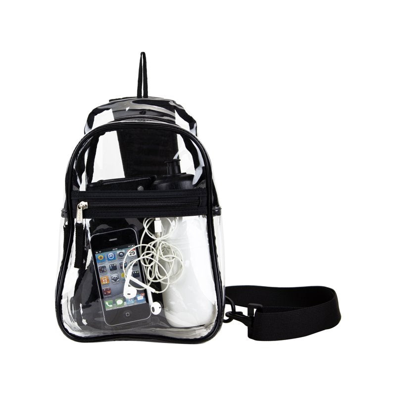 Unisex Clear Sling Stadium Bag with Padded Strap & Multiple Compartments