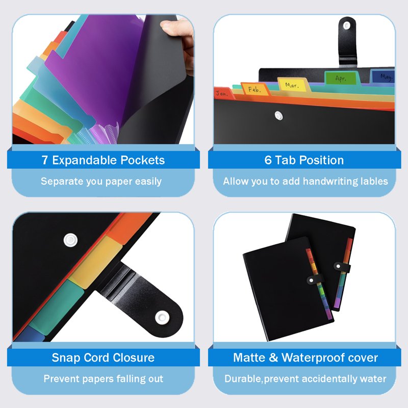 7-Pocket Expanding File Folder Organizer - Pack of 2 for Documents, Office & School Use