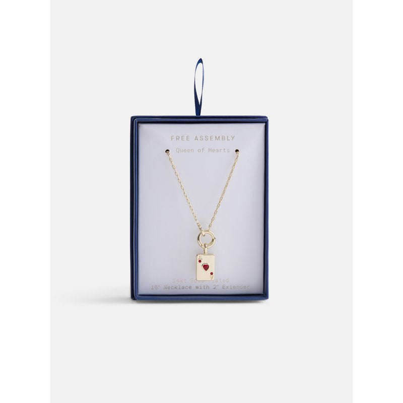 Women's Demi-Fine 14K Gold Plated Playing Card Charm Necklace 16" + 2" Extender