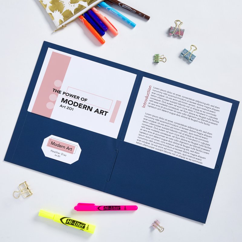 2-Pocket Folder Set - Holds 40 Sheets, Blue Office & School Folders