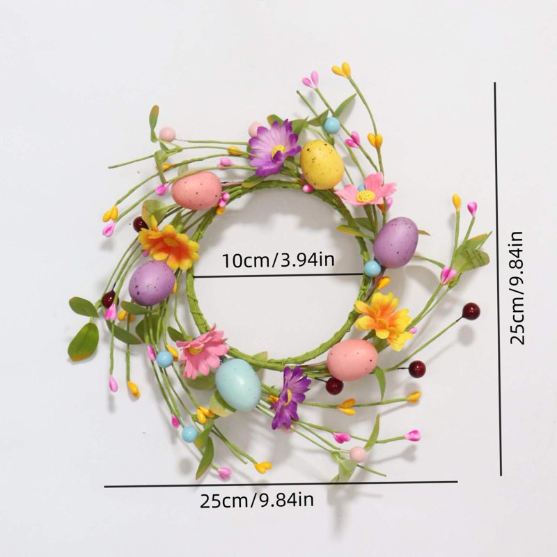 Easter Candle Wreath Centerpiece - 10 Inch Decorative Spring Table Decor