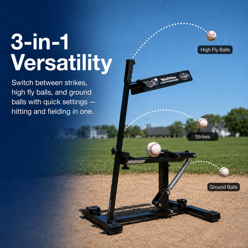 Mechanical Baseball & Softball Pitching Machine - Up to 50 MPH, Portable & Manual