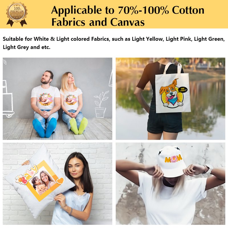 Light T-Shirt Transfer Paper Pack - 15 Sheets for Inkjet Printers