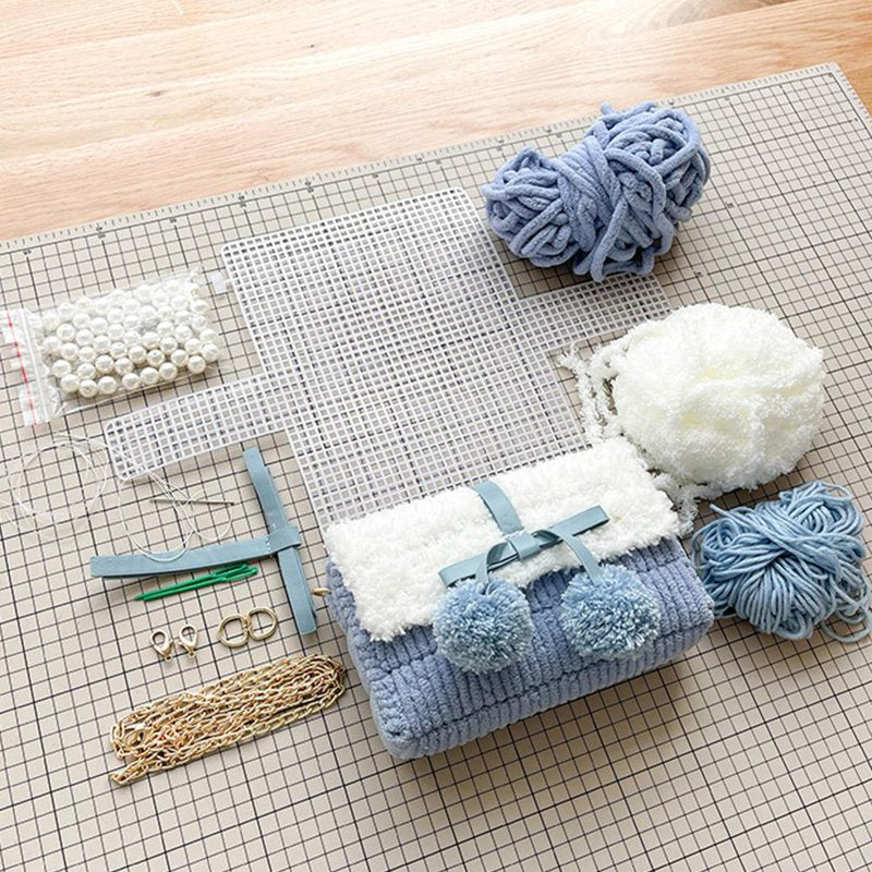 DIY Knitting Crochet Handbags Kit for Beginners with Materials - Blue