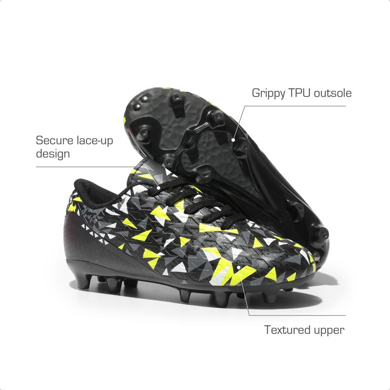 Dream Pairs Youth Soccer Cleats with Socks - Boys & Girls Kid Football Shoes 13.5 Black Neon