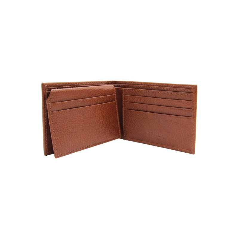 Leather Passcase Wallet with Burnished Edge – Brown, Multiple Card Slots