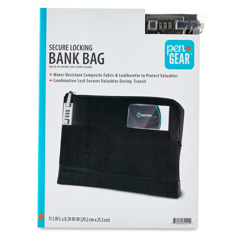 Locking Security Bag with Combination Lock - Water-Resistant Nylon, 11.5 x 8.39 Inches