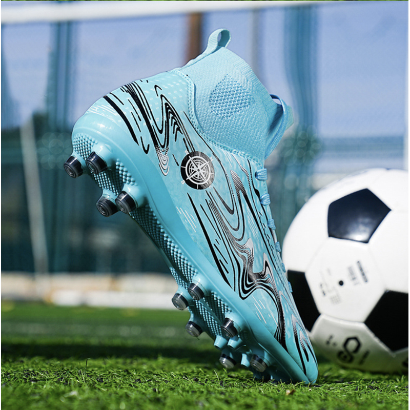 OnyxTrek Kids High Top Soccer Cleats - Green AG, 9.5 Men / EU 43