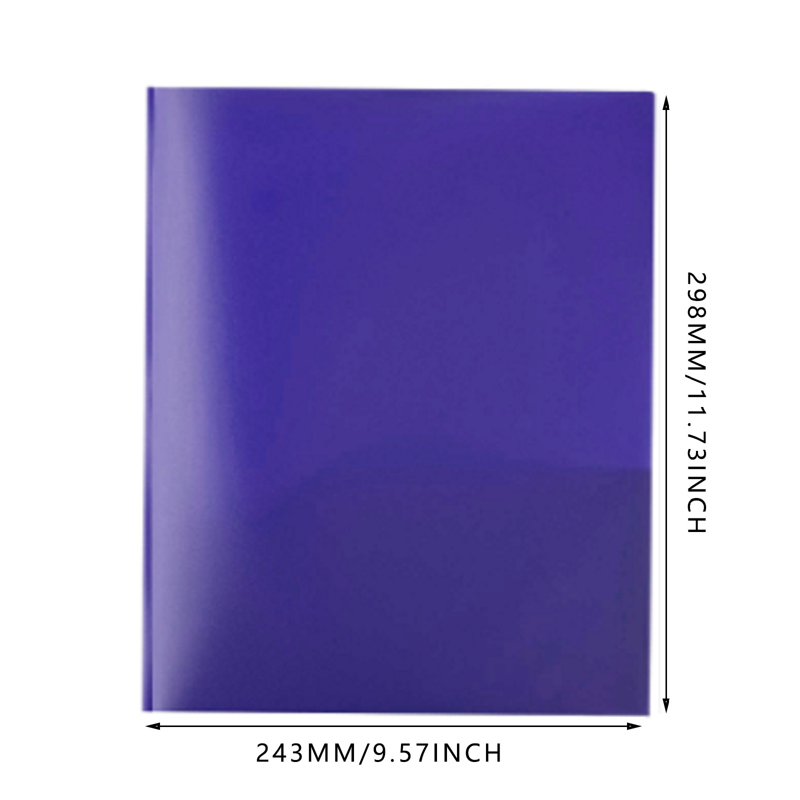 Pocket Folders with Brads, 2-Pocket Plastic Folder with 3-Hole Prong, Purple