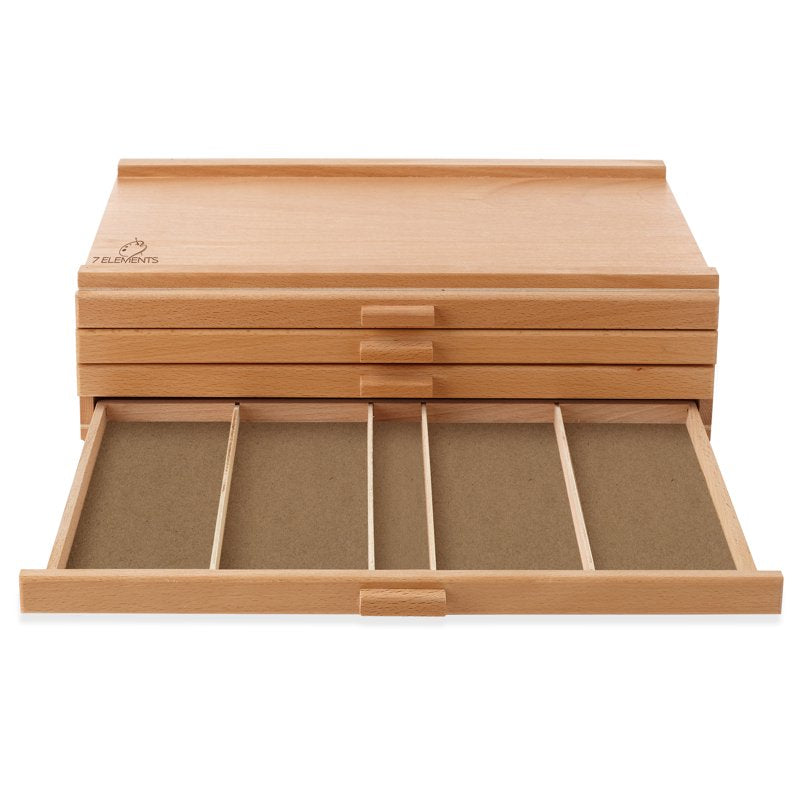 Wooden Art Supply Storage Box with Multiple Drawers for Pastels Pens and Brushes