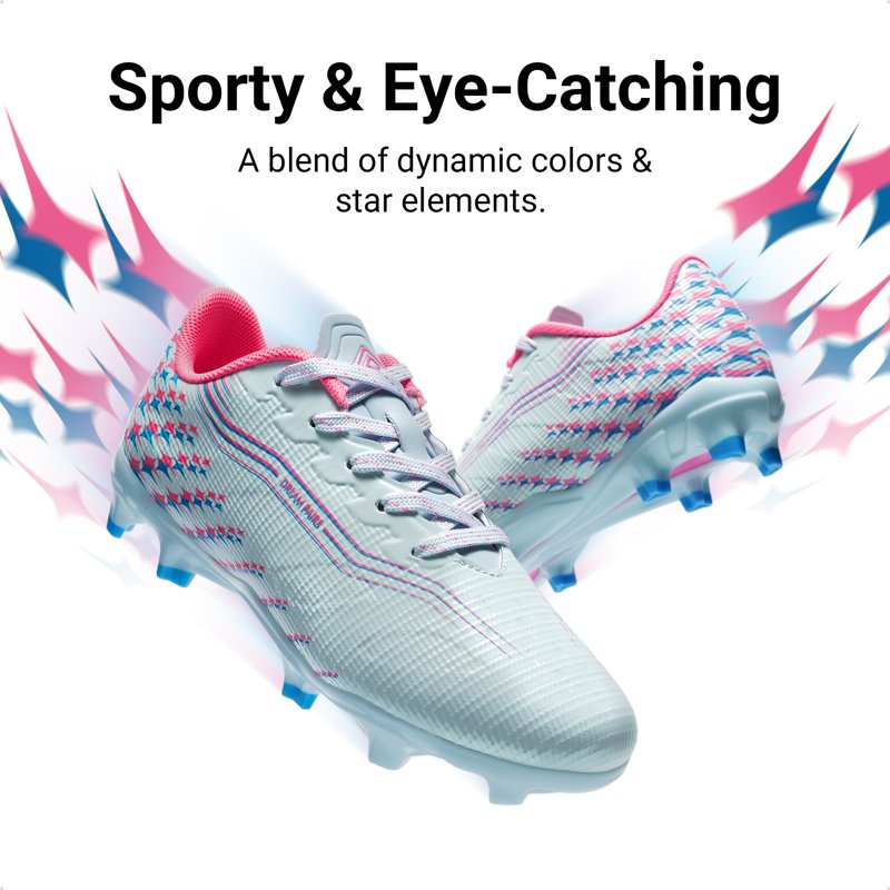 Dream Pairs Kids Soccer Cleats High-Speed Lightweight Football Shoes - Light Blue Pink, Variation 6