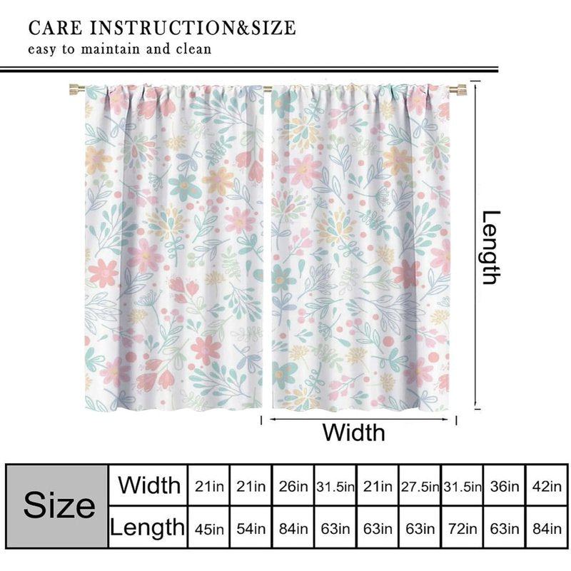 Watercolour Floral Curtains Set - Hand-Painted Plant Design for Bedrooms & Living Rooms