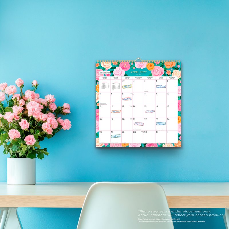 18-Month Square Wall & Desktop Calendar - Stylish Office Organizer