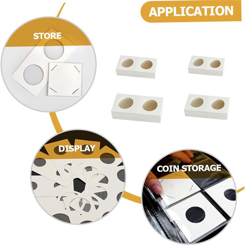 200PCS Coin Cardboard Holders Set with Clear Windows for Coin Collection Storage