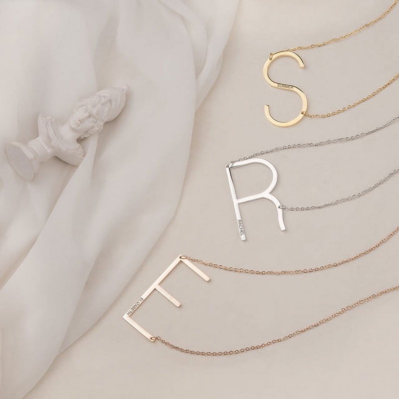 Personalized Initial Letter Necklace with Custom Engraving for Women