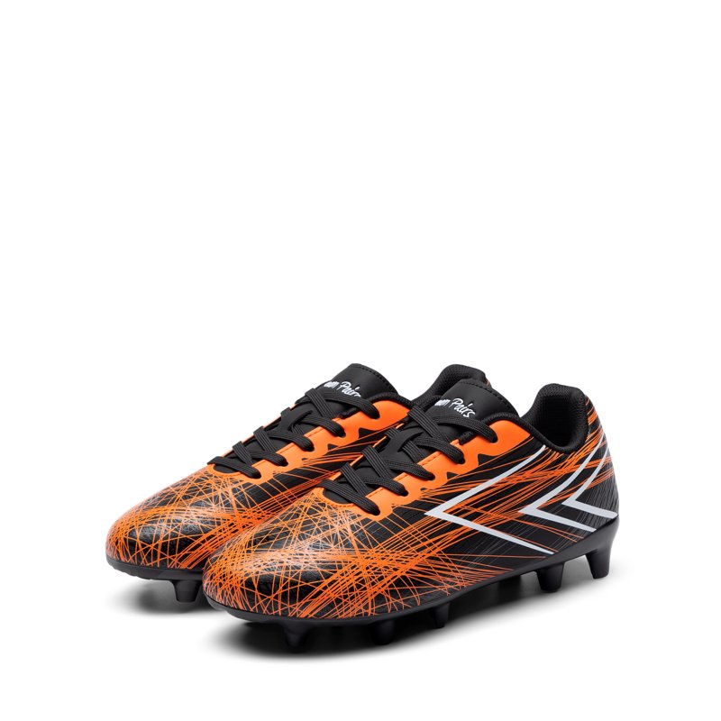 Dream Pairs Kids Soccer Cleats Faux Ground Football Shoes – Black/Orange, 11
