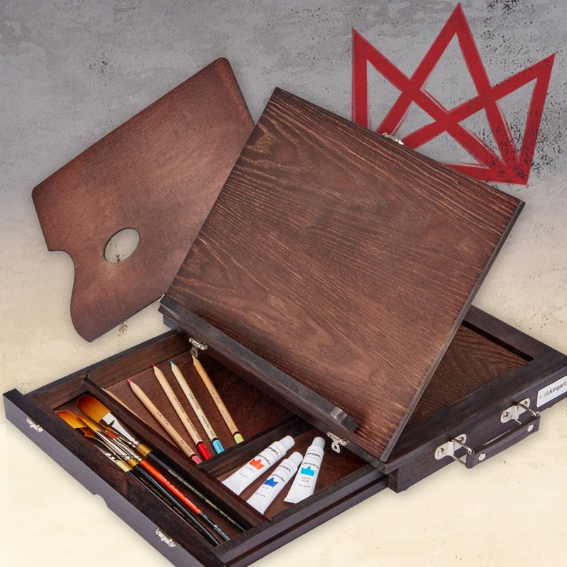 Wooden Tabletop Easel with Storage Drawer & Palette - Adjustable Art Stand