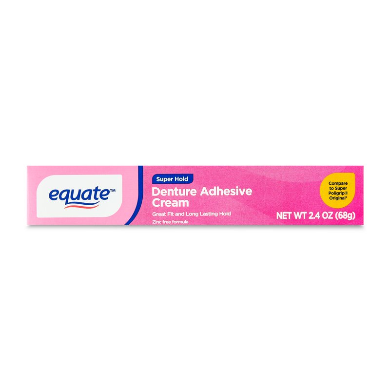 Denture Adhesive Cream - Strong Hold, Zinc-Free, 2.4 oz (Pack of 2)