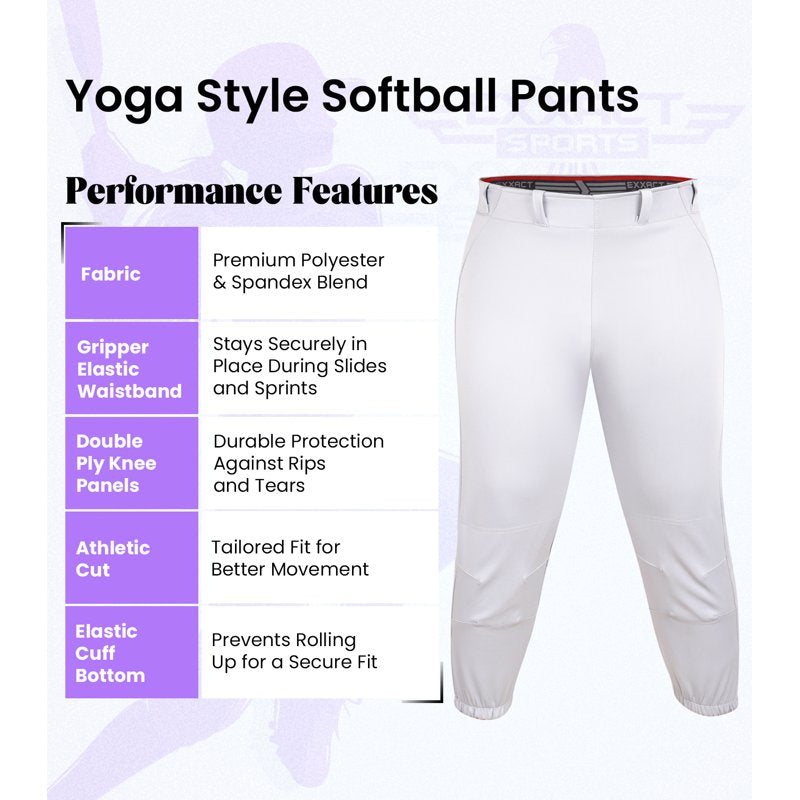 Girls Softball Pants Knickers Yoga Style Knee Length Youth Sports Trousers