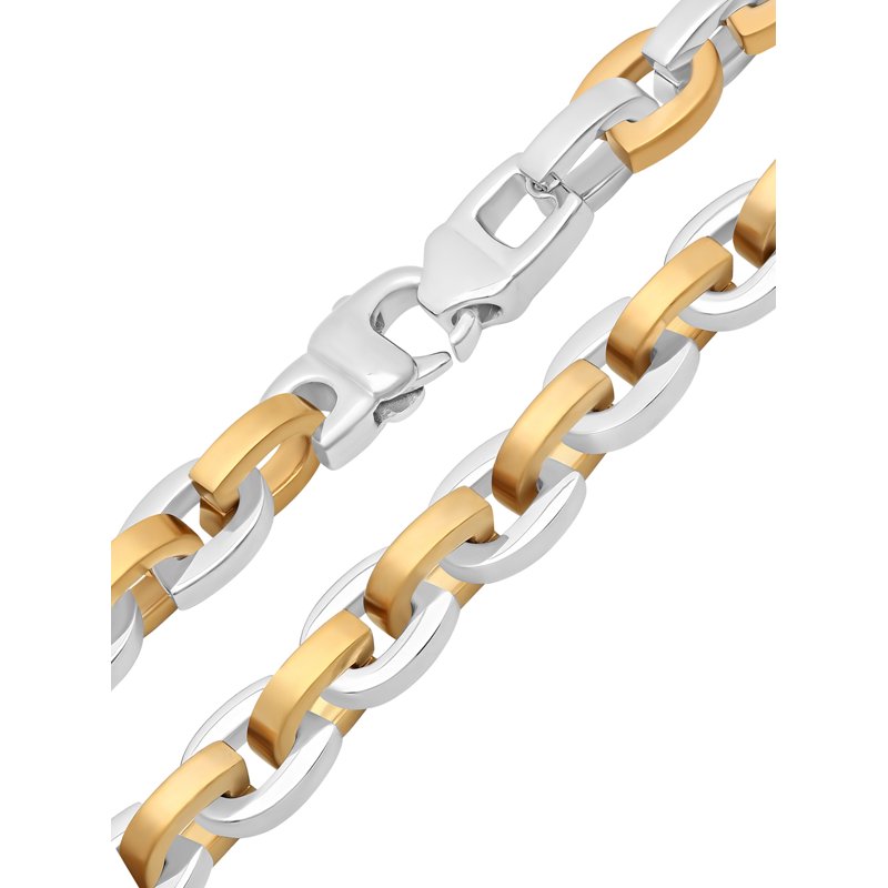Men's Two-Tone Stainless Steel Horseshoe Link Chain Necklace - 24 Inch