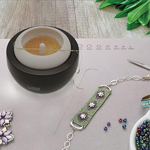 Bead & Jewelry Stringing Spinner - Fast Seed Bead Threading Tool with 3 Cups & Needles