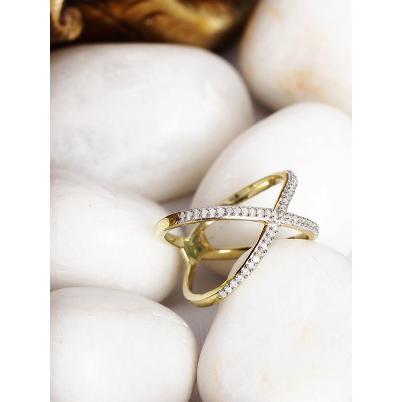 White Diamond Engagement Ring 1/7 Carat 14K Gold Over Silver Hypoallergenic