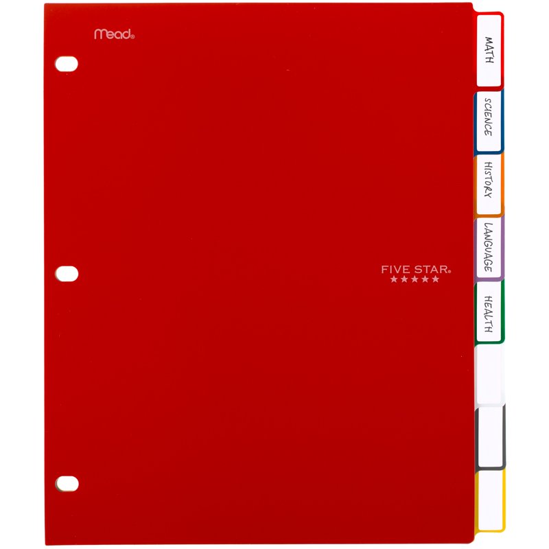 Reversible Poly Tab Dividers 8-Pack for Binders - Color-Coded Office Organization