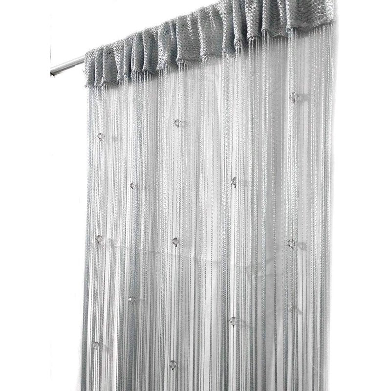 Contemporary Gray Beaded Curtain 40x79 Inches - Room Divider & Window Decor