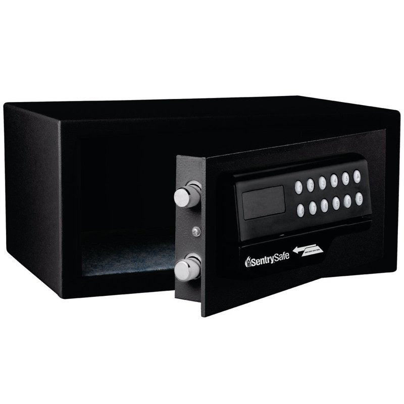 Electronic Hotel Safe with Card Swipe & Keypad, 0.41 Cu Ft, Black